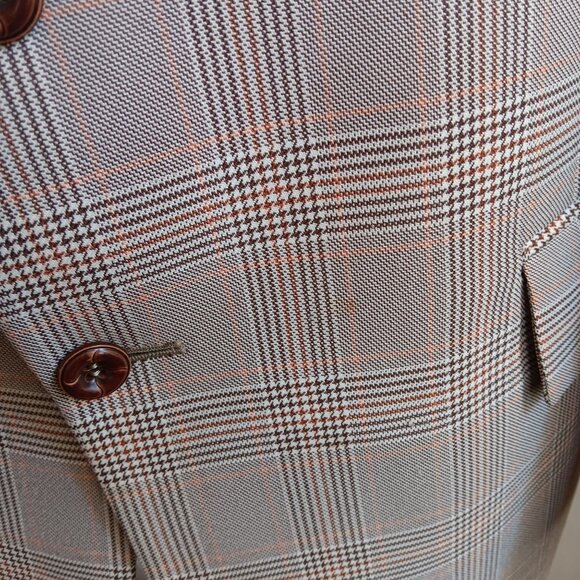 Blazer Jacket 44R Vintage Western Cowboy Plaid Rancher 1980's Prestige West - Picture 8 of 9